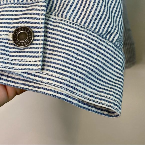 CJ BANKS micro stripe button down cotton jacket 2X - Picture 5 of 7
